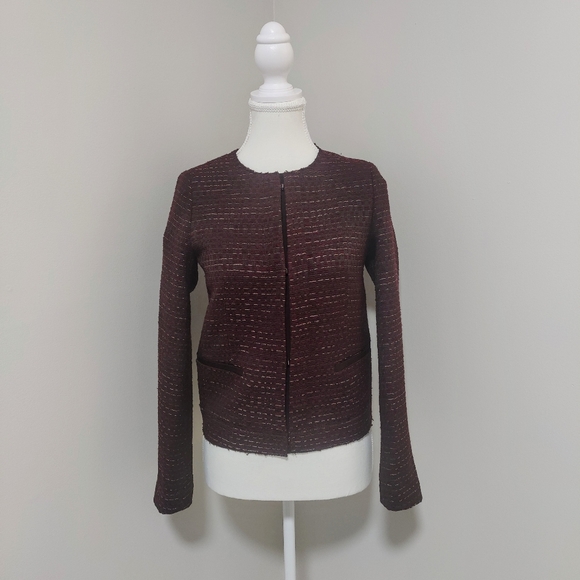 Massimo Dutti Women's Blazer Size 2 Maroon - Picture 2 of 6